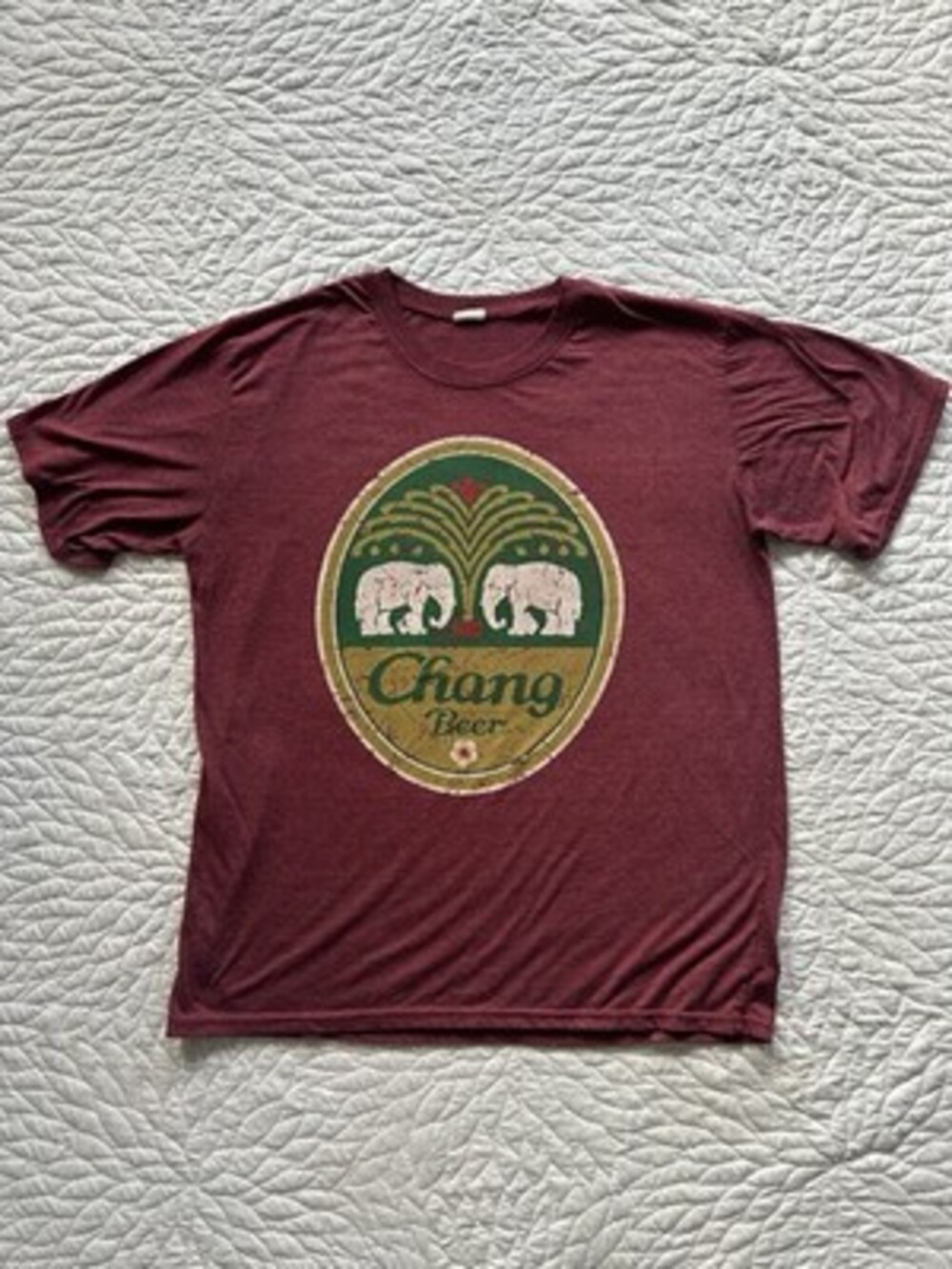 Chang Beer T-Shirt Size M Burgundy Casual